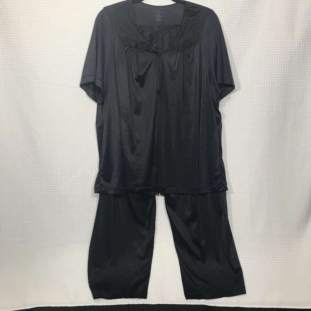 Vanity Fair 2 Piece Pajama Set Size 2X Black
